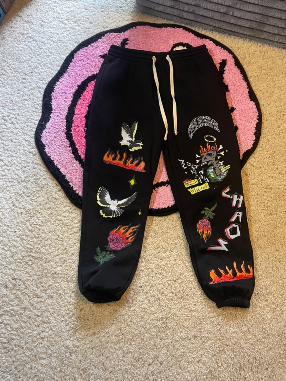 Black graphic civilregime sweatpants